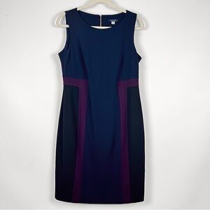 Tommy Hilfiger Elegant Sleeveless Midi Dress Navy Purple Black Size 12 Career